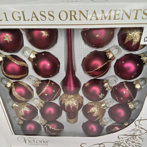 Vintage Christmas Ornament Set Of 40 & 2 Tree Toppers With Box Rauch 1990s - Picture 3 of 11